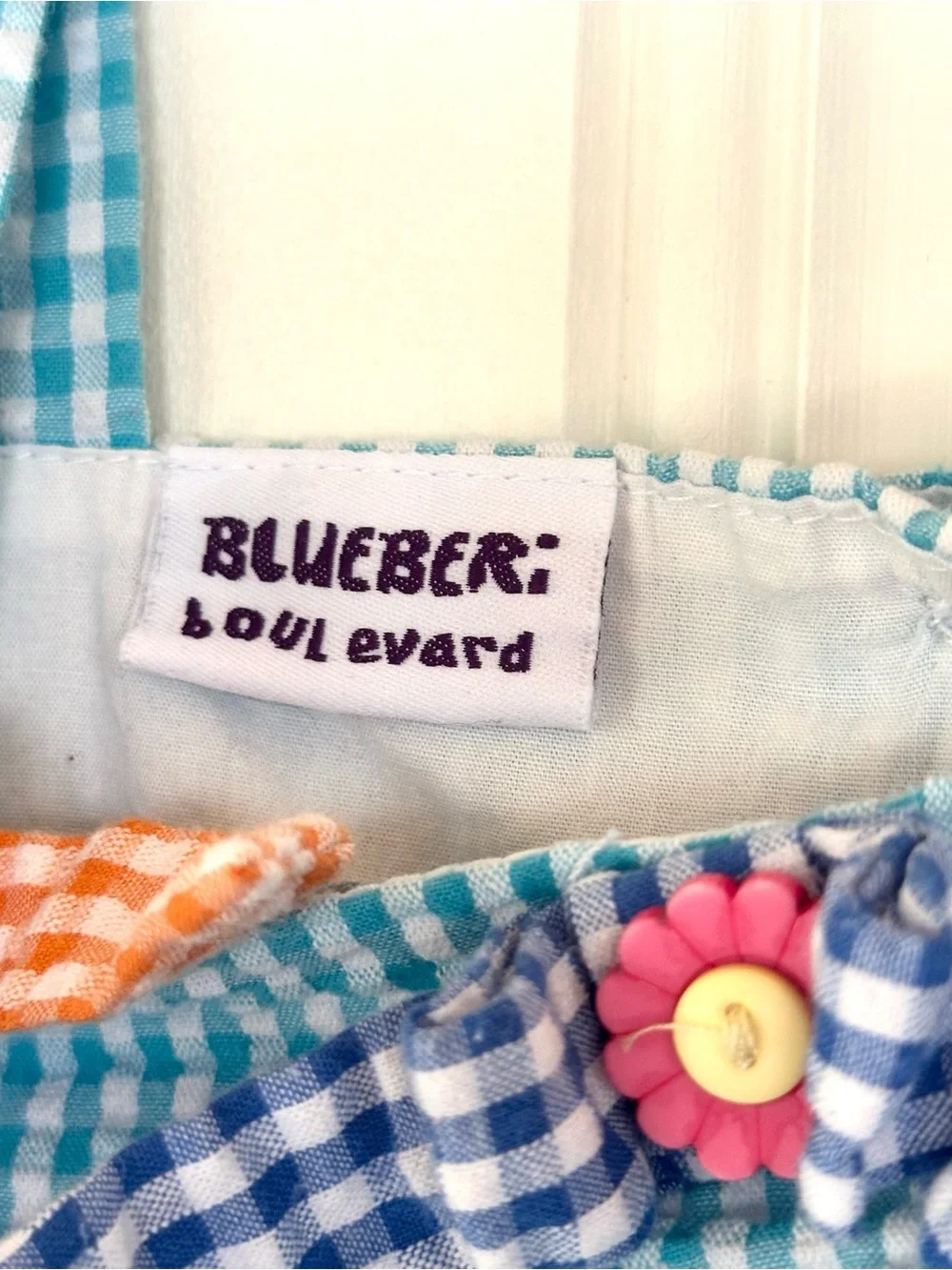 Blueberi Boulevard 4T Kids Gingham Tiered Dress in Teal, Pink, Blue, Orange
